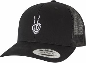 Bones Hand Peace Retro Trucker Cap Black
