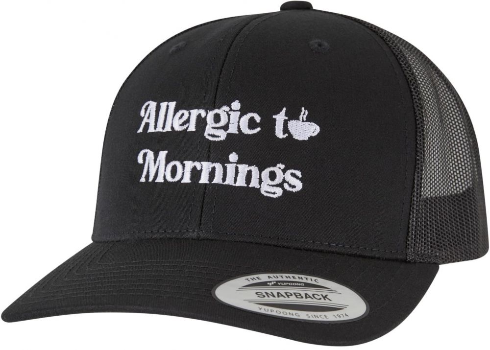 Alergic To Mornings Retro Trucker Cap Black
