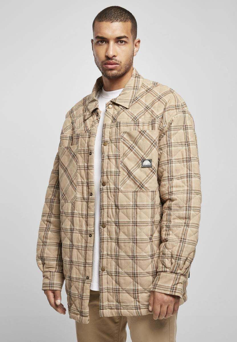 Men's flannel shirt jacket beige