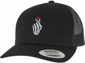 Bones Hand Heart Retro Trucker Cap Black