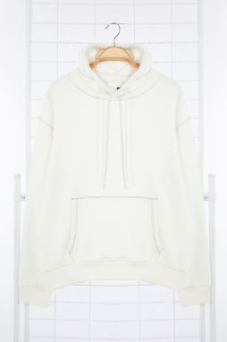 Trendyol White Premium Oversize/Wide Cut Sweatshirt with Stitching Detail