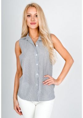 Women's striped sleeveless shirt - black,