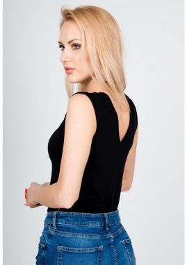 Women's tank top with neckline front and back - black,