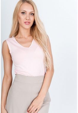 Women's tank top with neckline front and back - pink,