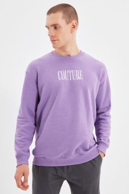 Trendyol Lilac Regular/Normal Cut Fleece/Warm Embroidered Sweatshirt