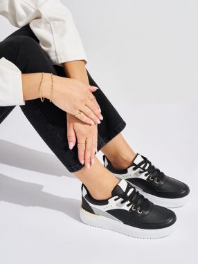 Shelvt Black platform trainers