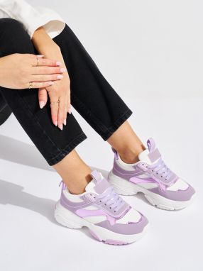 Shelvt Lilac women's sports shoes with a thick sole
