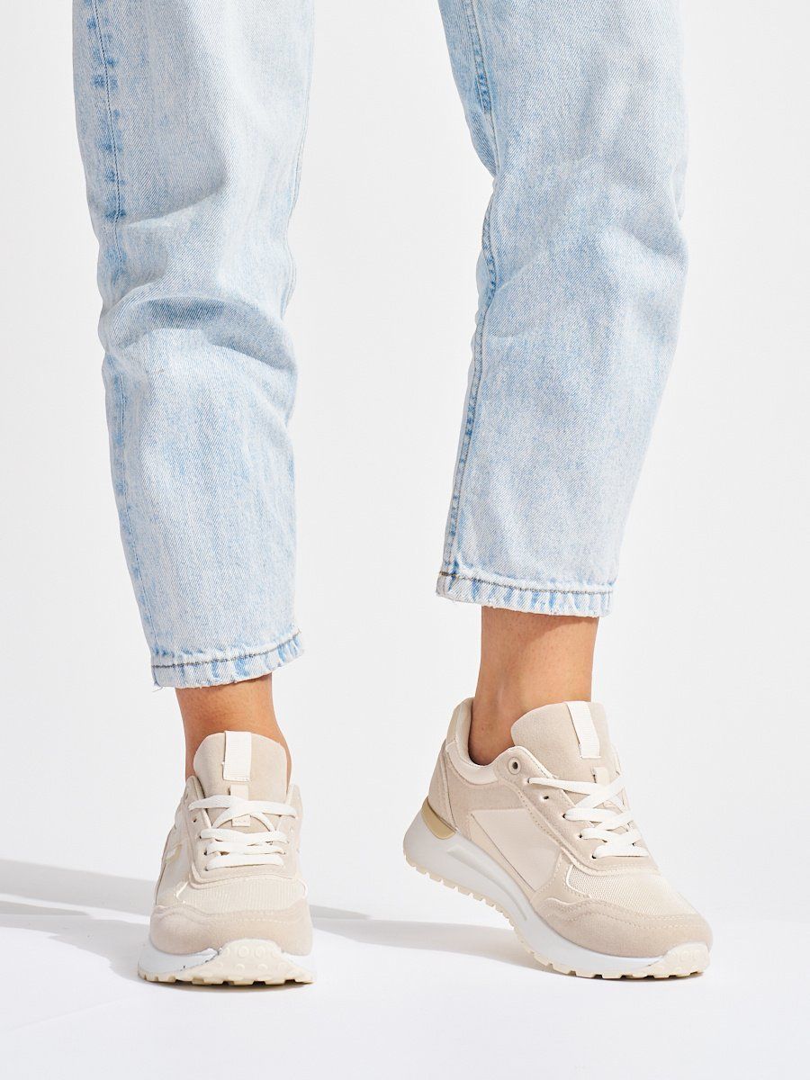 Shelvt Women's beige sneakers