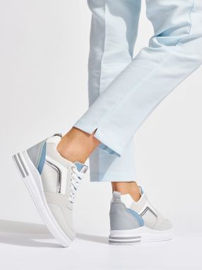 Shelvt Women's gray sneakers with a hidden wedge