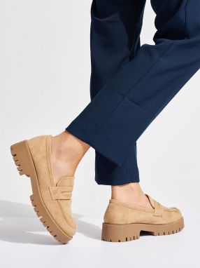 GOODIN Beige women's suede loafers