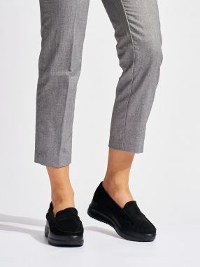 GOODIN Suede black loafers on a thick platform