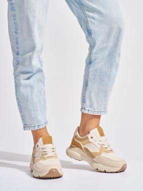 Shelvt Women's beige sneakers