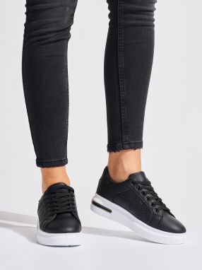 Shelvt Black platform trainers