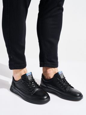 Shelvt Men's black lace-up sports shoes