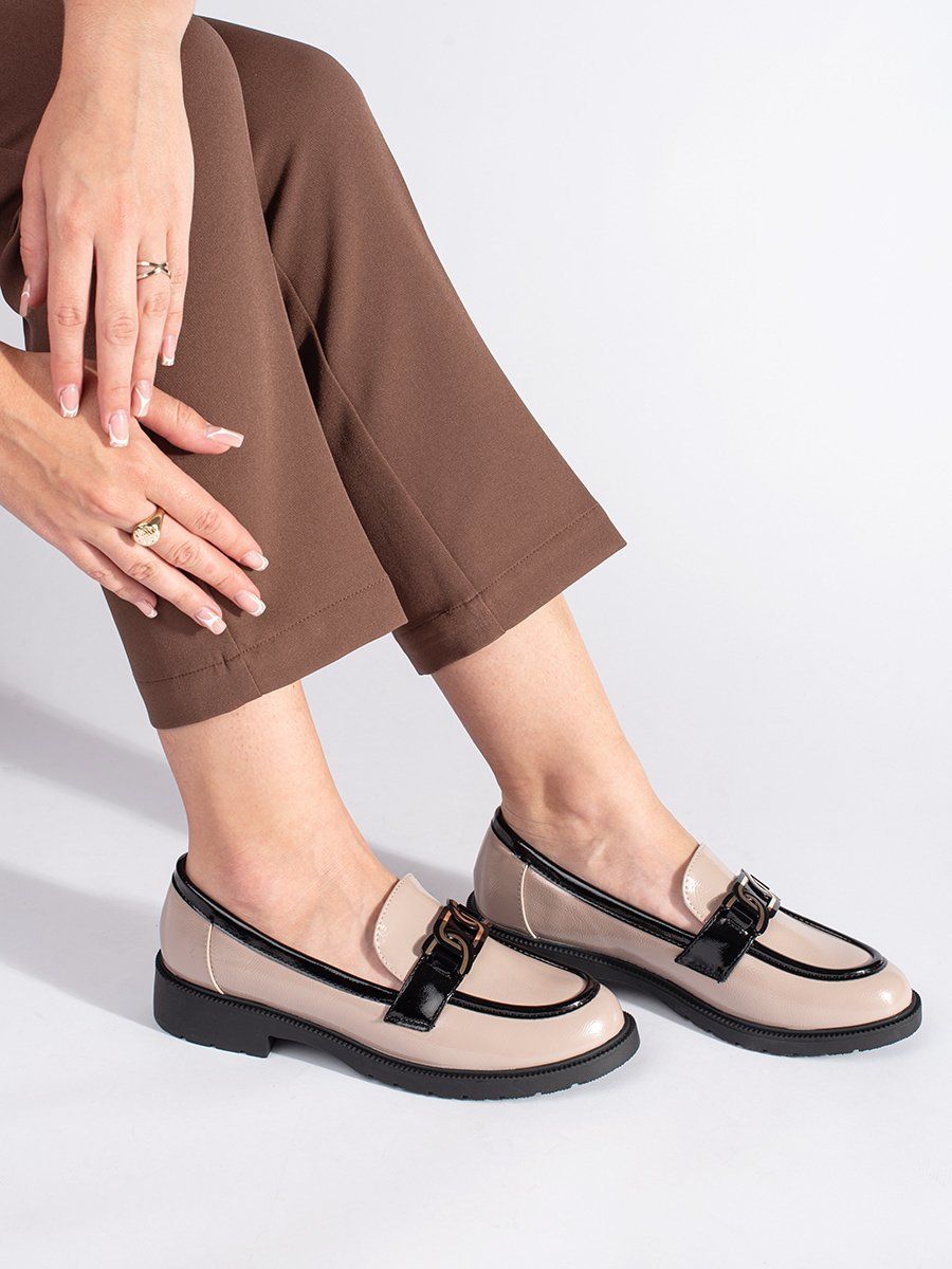 Shelvt Women's lacquered loafers with buckle