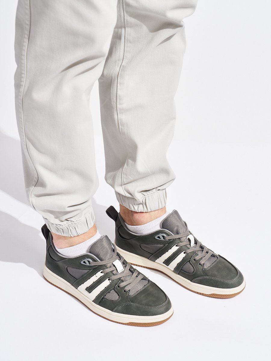 Shelvt Grey faux leather trainers