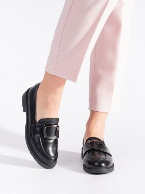 GOODIN Women's black loafers with buckle