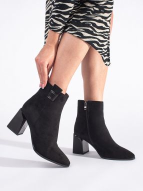 GOODIN Black suede ankle boots on a heel