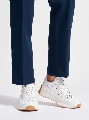 SERGIO LEONE Women's openwork leather white trainers
