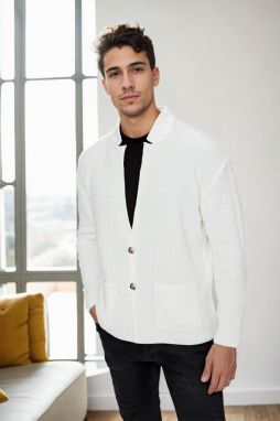 87095 Dewberry Mens Knitwear Cardigan-EKRU