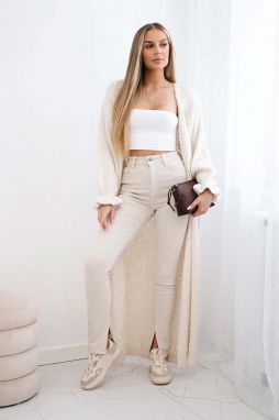 Long cardigan sweater light beige
