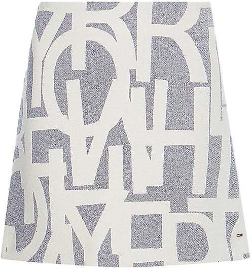 Tommy Hilfiger Sukňa - WOOL JACQUARD SHORT SKIRT bielo-sivá
