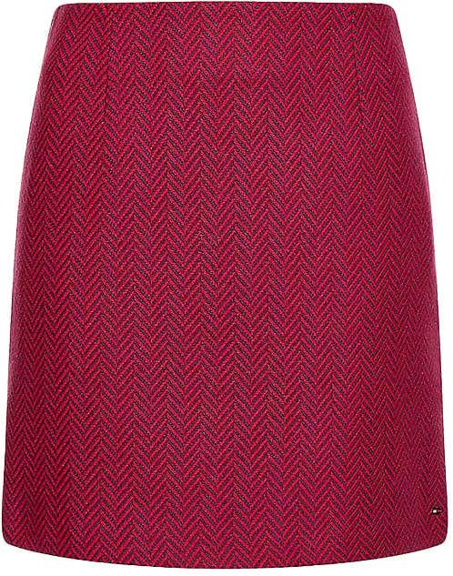 Tommy Hilfiger Sukňa - WOOL BLEND HERRINGB SHORT SKIRT bordová