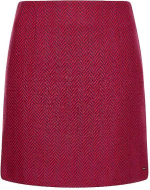 Tommy Hilfiger Sukňa - WOOL BLEND HERRINGB SHORT SKIRT bordová