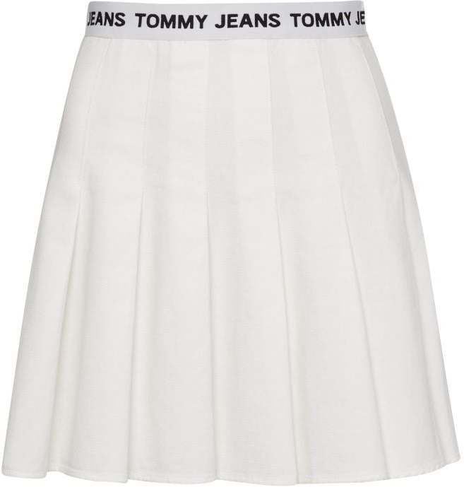 Tommy Jeans Sukňa - TJW LOGO WAISTBAND PLEATED MINI biela