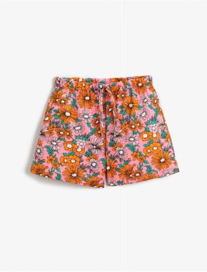 Koton Floral Tie Waist Shorts Cotton
