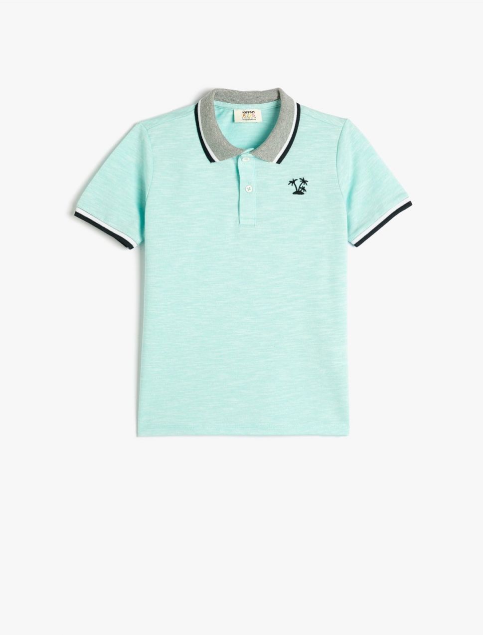 Koton Polo T-Shirt with Short Sleeves and Buttons, Embroidered Detail Cotton.