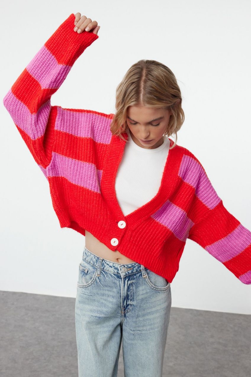 Trendyol Red Soft Texture Knitted Cardigan