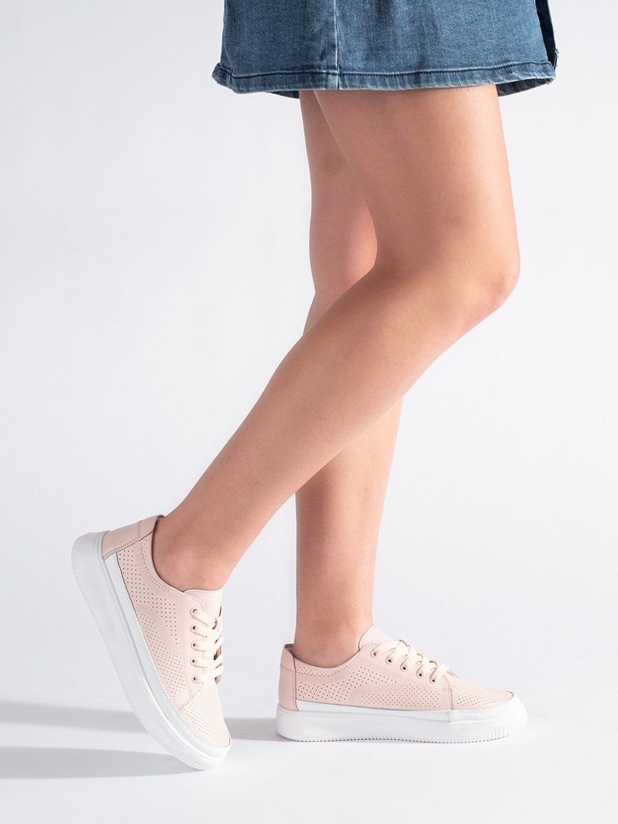 Pink leather openwork sneakers by Sergio Leone