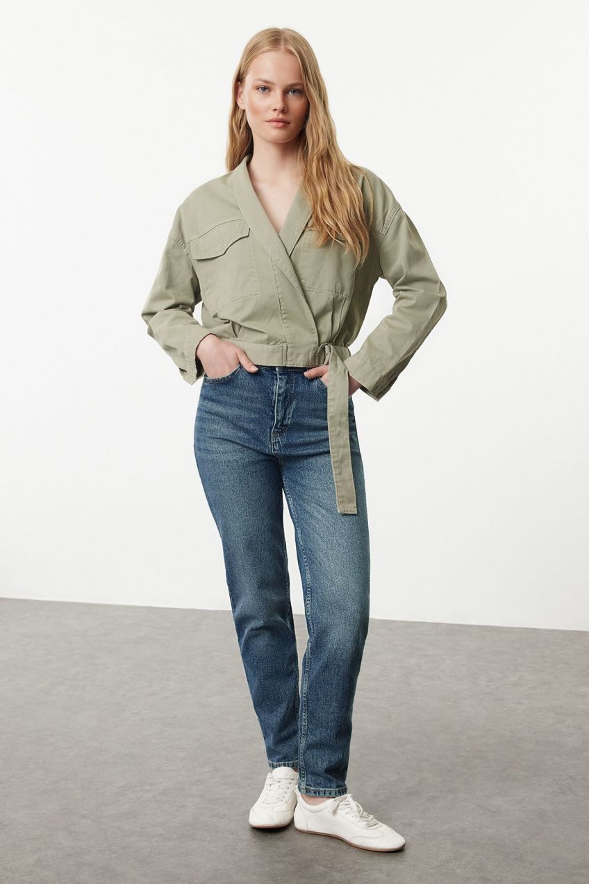 Trendyol Blue High Waist Slim Mom Jeans