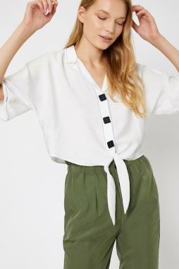 Koton Women's Ecru Shirt with Button Detailed