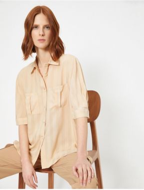 Koton Women's Ecru Pocket Detailed Shirt