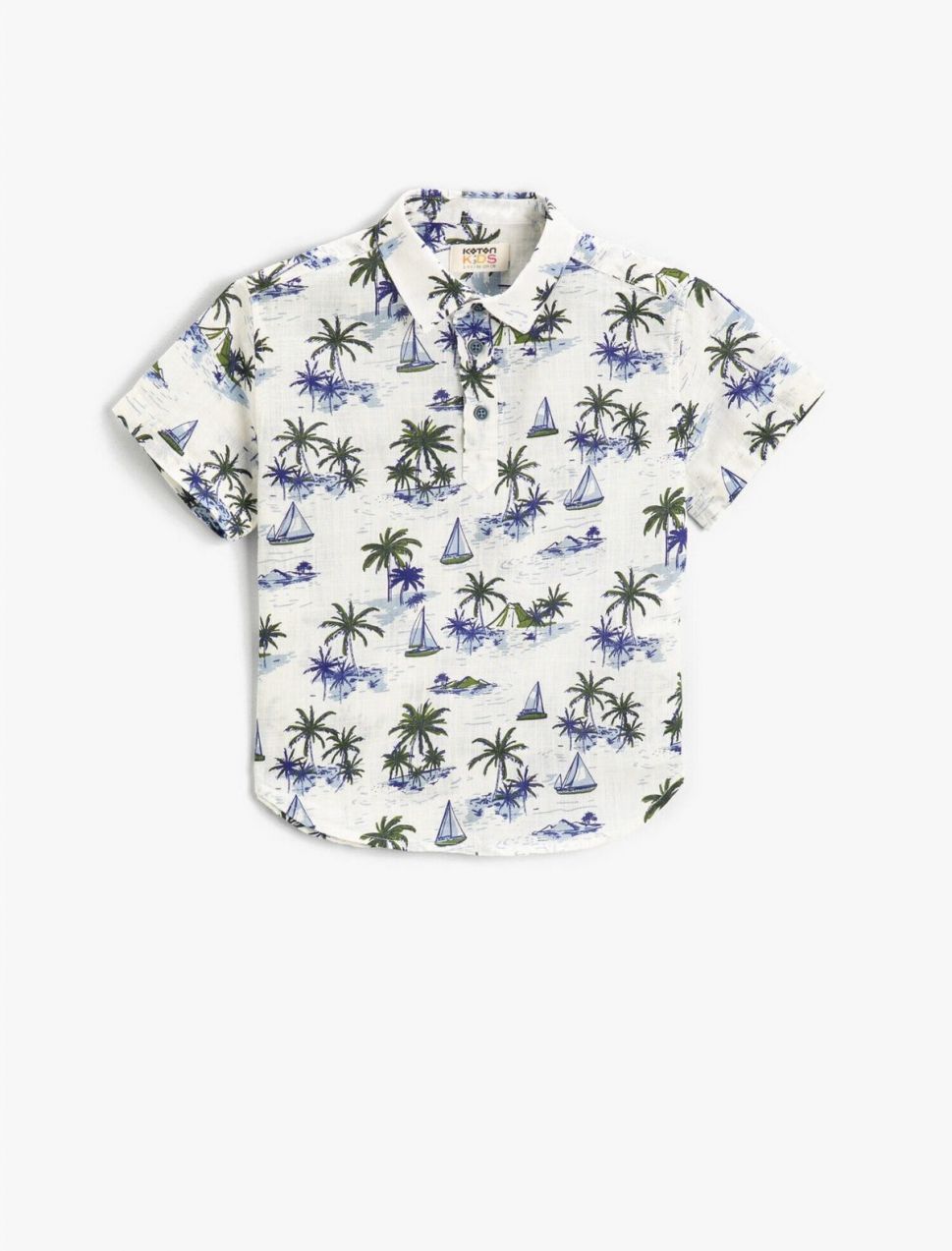 Koton Patterned Shirt with One Pocket, Buttoned Cotton