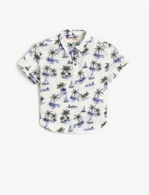 Koton Patterned Shirt with One Pocket, Buttoned Cotton