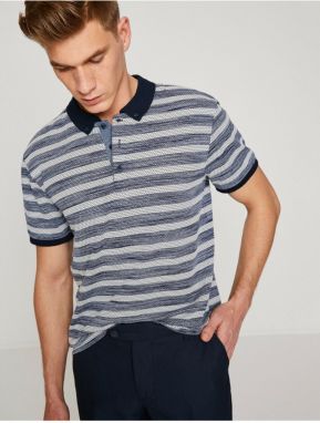 Koton Men's Navy Blue Short Sleeve Polo Neck T-Shirt