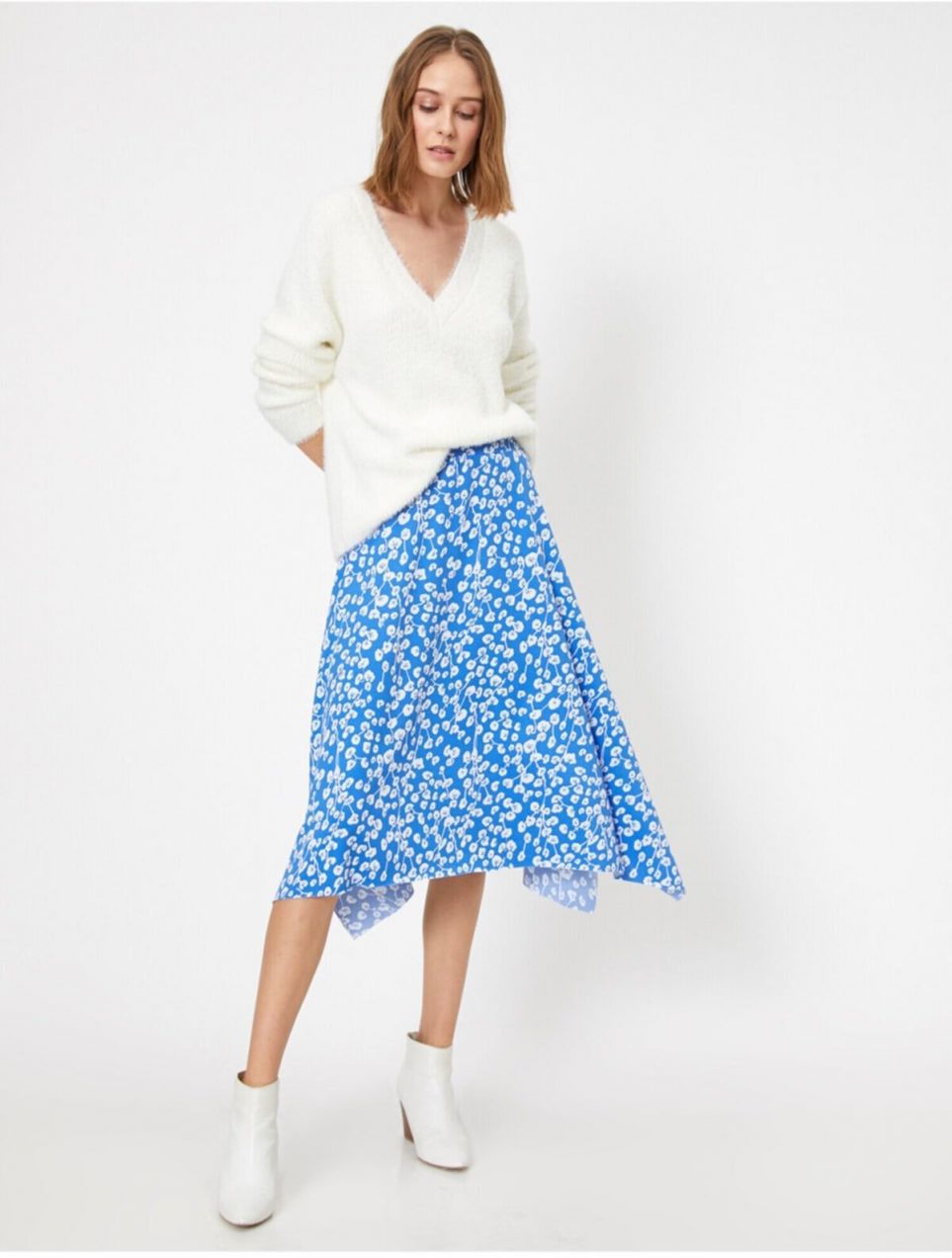Koton Women's Blue Patterned Skirt