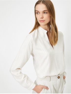 Koton Women's Yellow V-Neck Shirt