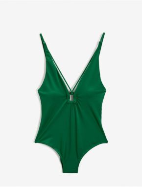 Koton Deep V-Neck Buckled Swimsuit
