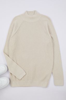 Trendyol Stone Slim Half Turtleneck Textured Knitwear Sweater