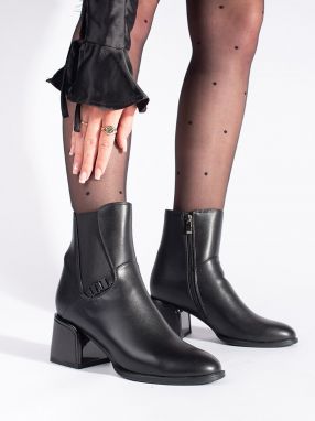Shelvt Black ankle boots with elastic insert