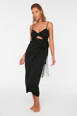 Trendyol Black Cut-Out Detailed Tasseled Beach Dress