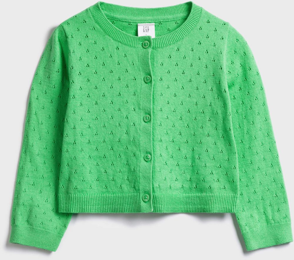GAP Detský sveter pointelle cardigan Zelená