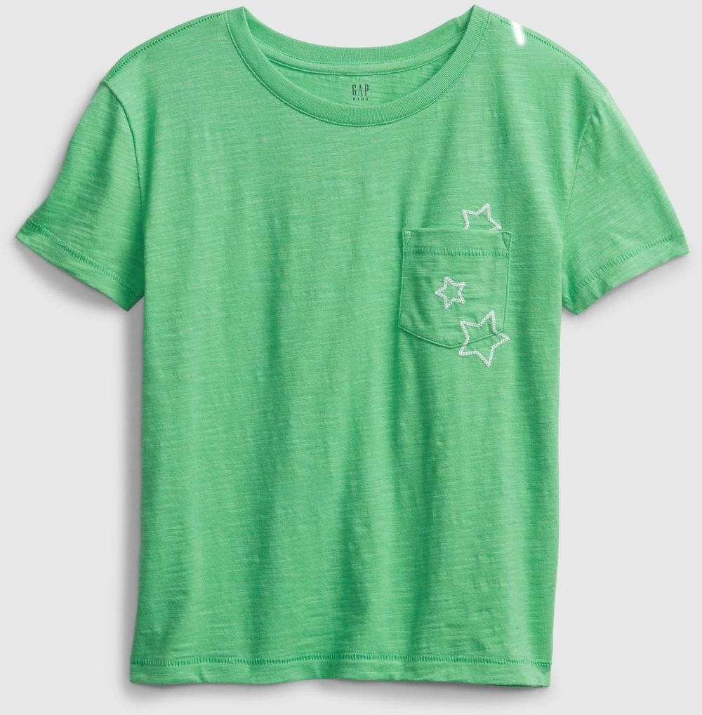 GAP Detské tričko print pocket Zelená