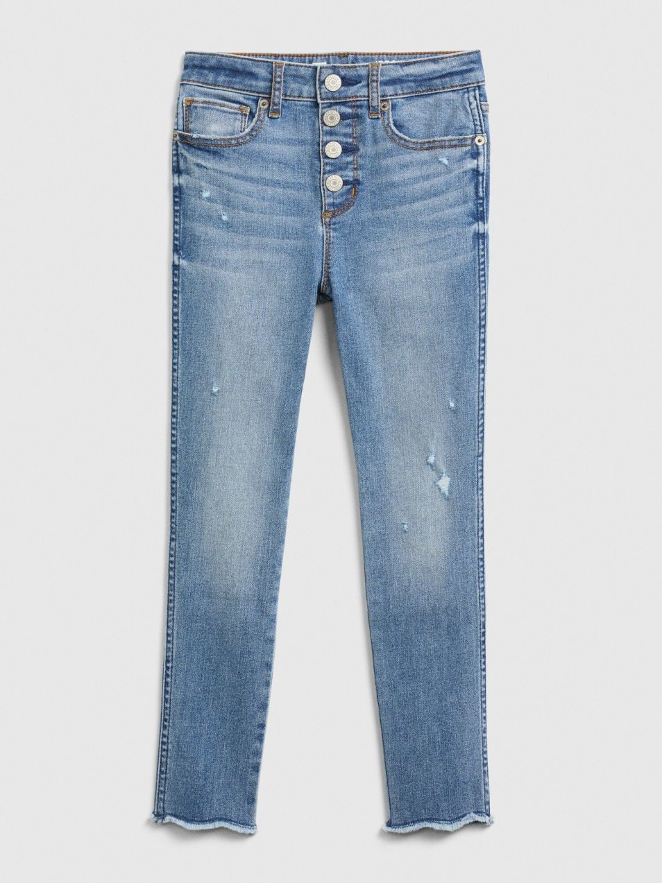 GAP Detské džínsy jeggings high rise distressed ankle with max stretch Modrá