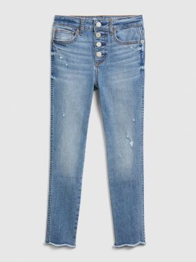 GAP Detské džínsy jeggings high rise distressed ankle with max stretch Modrá