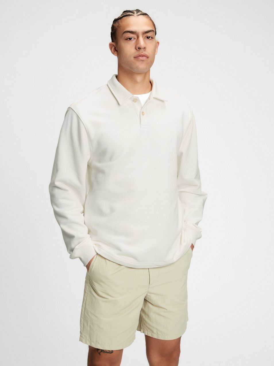 GAP Mikina french terry polo Smotanová